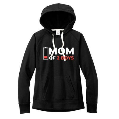 Mom Of 2 Boys Low Battery Women's Fleece Hoodie