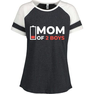 Mom Of 2 Boys Low Battery Enza Ladies Jersey Colorblock Tee