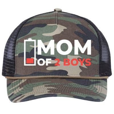 Mom Of 2 Boys Low Battery Retro Rope Trucker Hat Cap