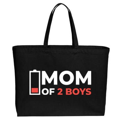 Mom Of 2 Boys Low Battery Cotton Canvas Jumbo Tote