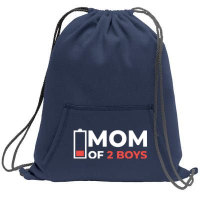 Mom Of 2 Boys Low Battery Sweatshirt Cinch Pack Bag