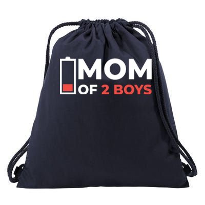 Mom Of 2 Boys Low Battery Drawstring Bag