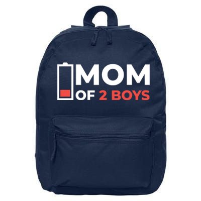 Mom Of 2 Boys Low Battery 16 in Basic Backpack