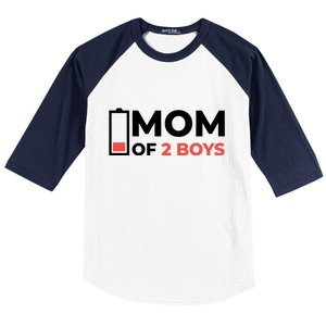 Mom Of 2 Boys Low Battery Baseball Sleeve Shirt