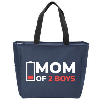 Mom Of 2 Boys Low Battery Zip Tote Bag