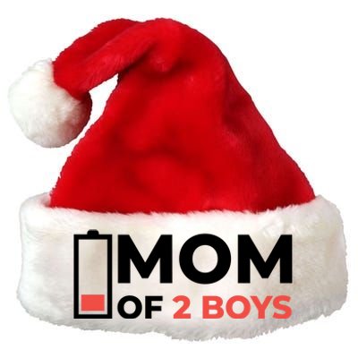 Mom Of 2 Boys Low Battery Premium Christmas Santa Hat