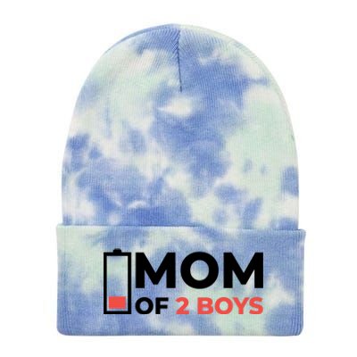 Mom Of 2 Boys Low Battery Tie Dye 12in Knit Beanie