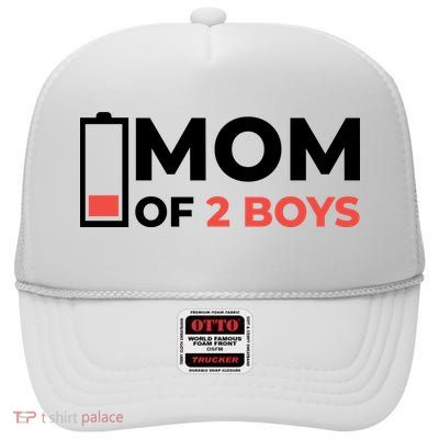 Mom Of 2 Boys Low Battery High Crown Mesh Back Trucker Hat