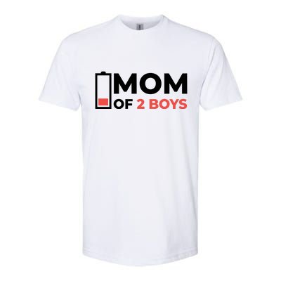 Mom Of 2 Boys Low Battery Softstyle CVC T-Shirt