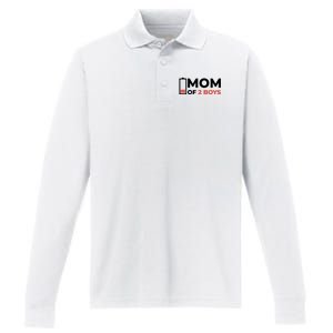 Mom Of 2 Boys Low Battery Performance Long Sleeve Polo