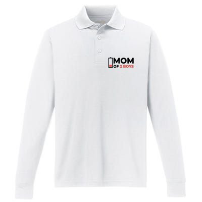 Mom Of 2 Boys Low Battery Performance Long Sleeve Polo