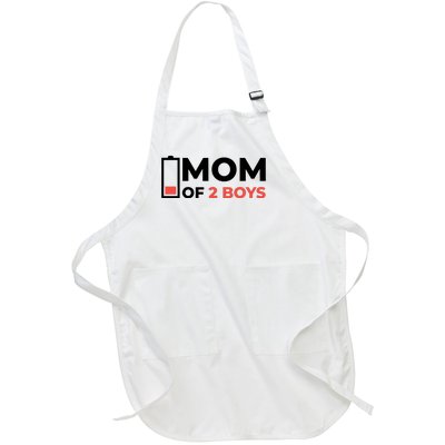 Mom Of 2 Boys Low Battery Full-Length Apron With Pockets