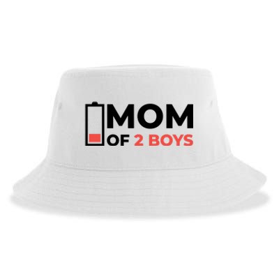 Mom Of 2 Boys Low Battery Sustainable Bucket Hat