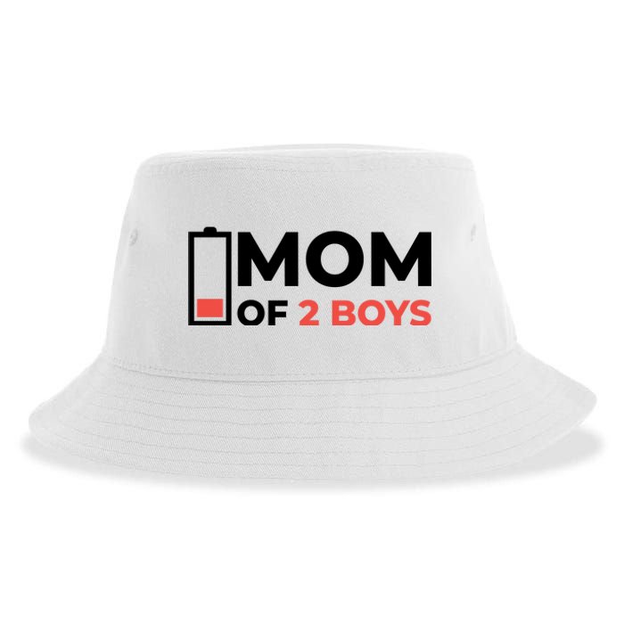 Mom Of 2 Boys Low Battery Sustainable Bucket Hat