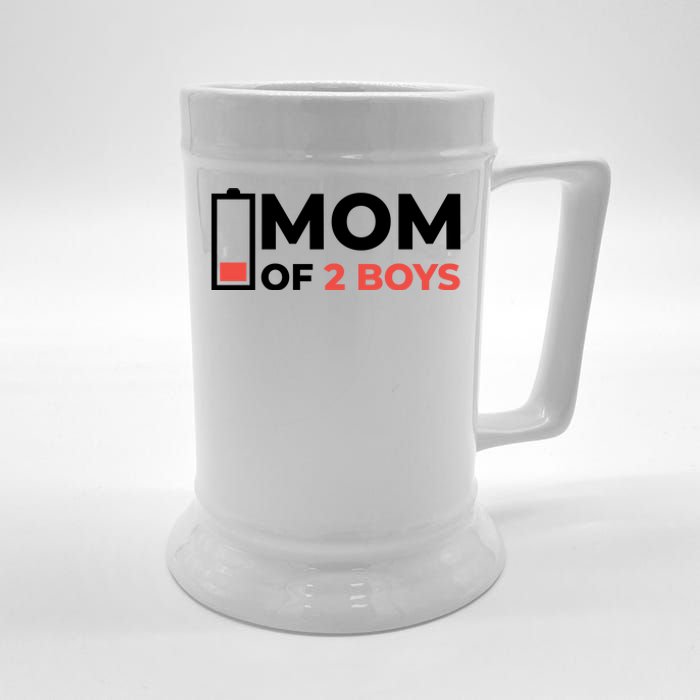 Mom Of 2 Boys Low Battery Beer Stein