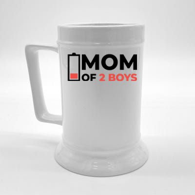 Mom Of 2 Boys Low Battery Beer Stein