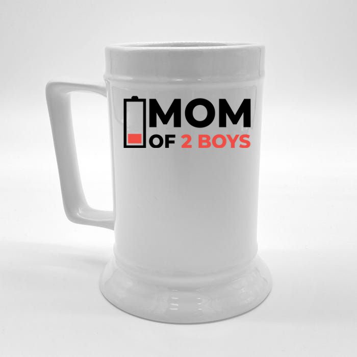 Mom Of 2 Boys Low Battery Beer Stein