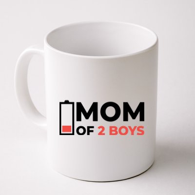 Mom Of 2 Boys Low Battery Coffee Mug