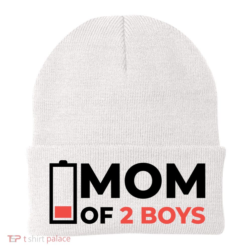 Mom Of 2 Boys Low Battery Knit Cap Winter Beanie