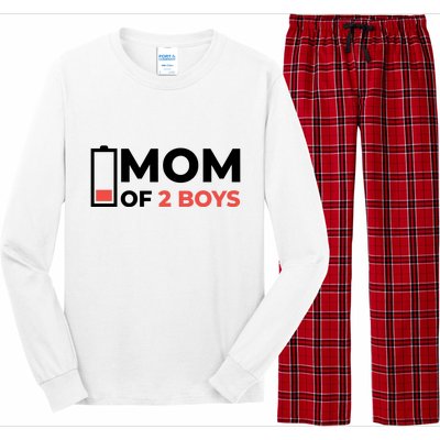 Mom Of 2 Boys Low Battery Long Sleeve Pajama Set