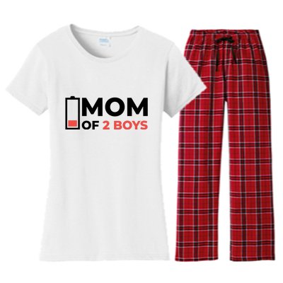 Mom Of 2 Boys Low Battery Women's Flannel Pajama Set