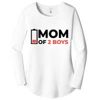 Mom Of 2 Boys Low Battery Women's Perfect Tri Tunic Long Sleeve Shirt