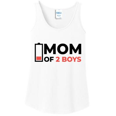 Mom Of 2 Boys Low Battery Ladies Essential Tank