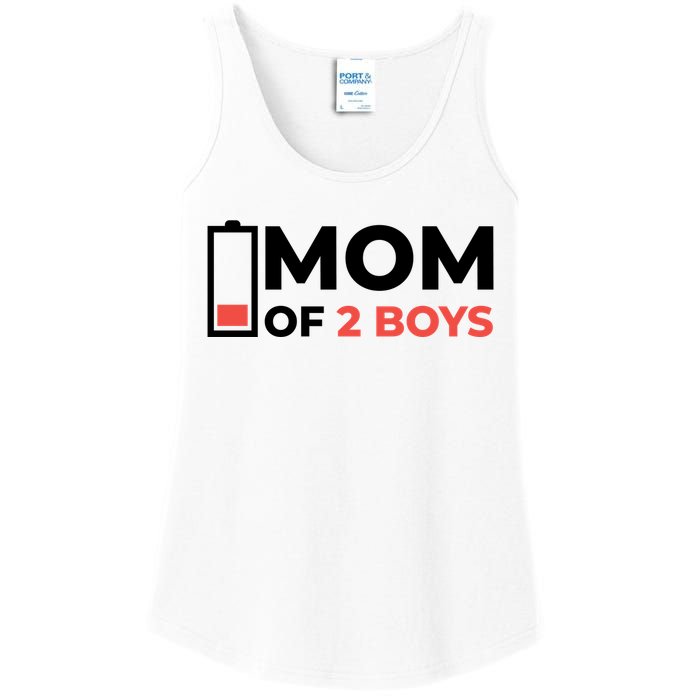 Mom Of 2 Boys Low Battery Ladies Essential Tank