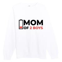 Mom Of 2 Boys Low Battery Premium Crewneck Sweatshirt