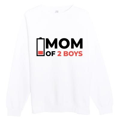 Mom Of 2 Boys Low Battery Premium Crewneck Sweatshirt