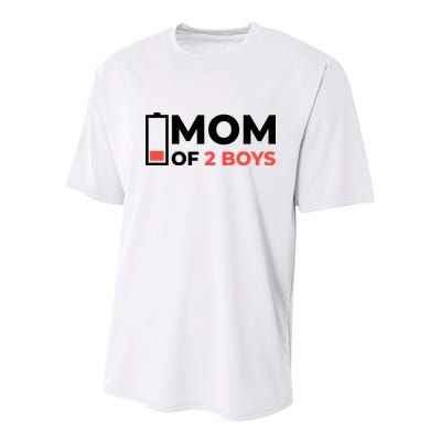 Mom Of 2 Boys Low Battery Youth Performance Sprint T-Shirt