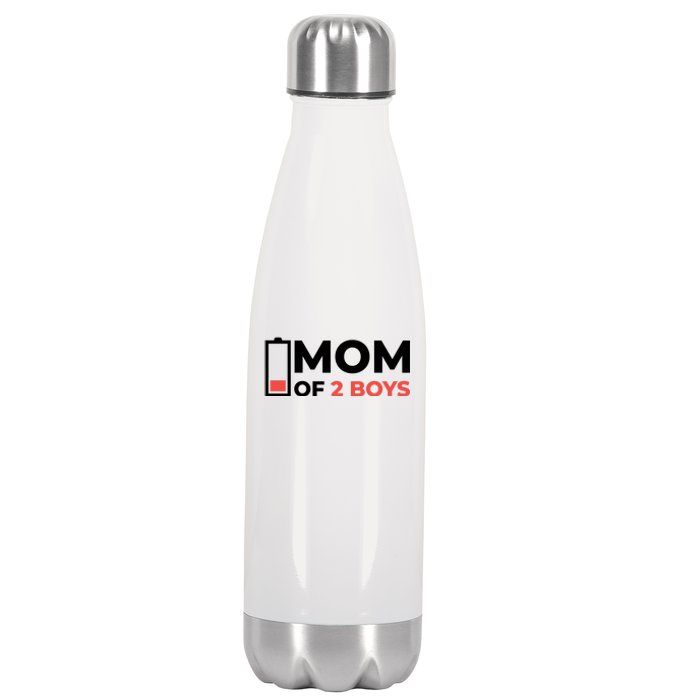 Mom Of 2 Boys Low Battery Stainless Steel Insulated Water Bottle