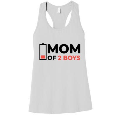 Mom Of 2 Boys Low Battery Women's Racerback Tank