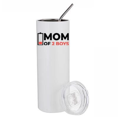 Mom Of 2 Boys Low Battery Stainless Steel Tumbler