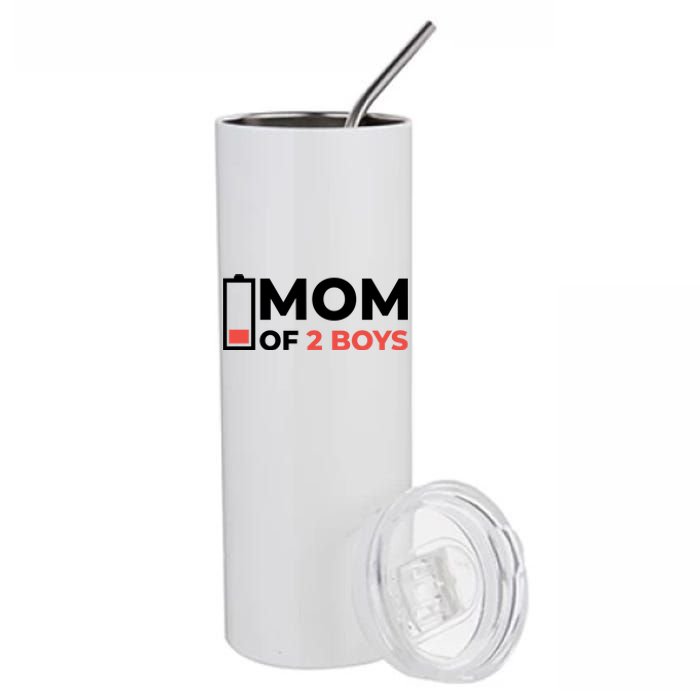 Mom Of 2 Boys Low Battery Stainless Steel Tumbler