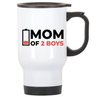 Mom Of 2 Boys Low Battery Stainless Steel Travel Mug