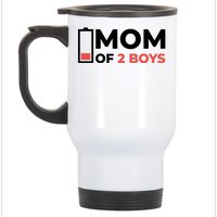 Mom Of 2 Boys Low Battery Stainless Steel Travel Mug