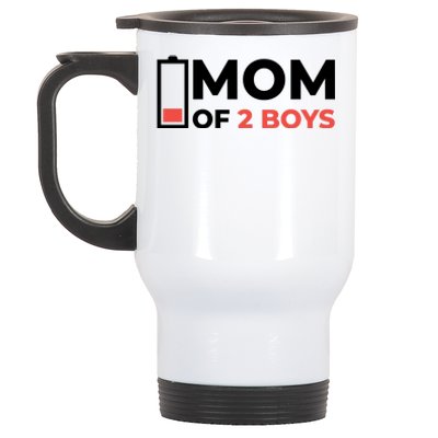 Mom Of 2 Boys Low Battery Stainless Steel Travel Mug