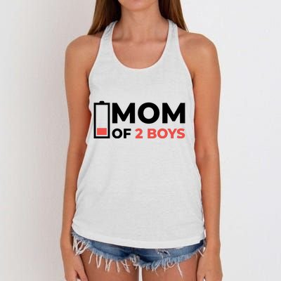 Mom Of 2 Boys Low Battery Women's Knotted Racerback Tank