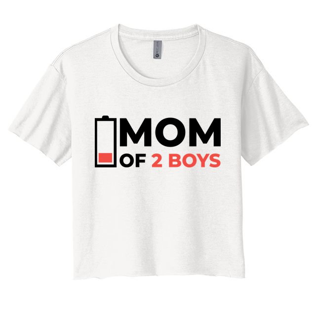 Mom Of 2 Boys Low Battery Crop Top