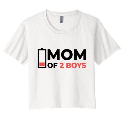 Mom Of 2 Boys Low Battery Women's Crop Top Tee