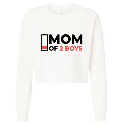 Mom Of 2 Boys Low Battery Cropped Pullover Crew