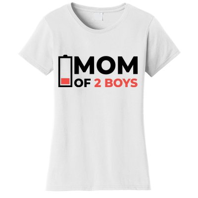 Mom Of 2 Boys Low Battery Women's T-Shirt