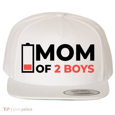 Mom Of 2 Boys Low Battery Wool Snapback Cap