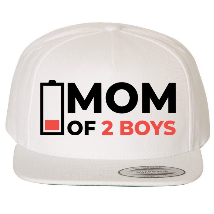 Mom Of 2 Boys Low Battery Wool Snapback Cap