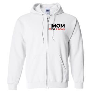 Mom Of 2 Boys Low Battery Full Zip Hoodie