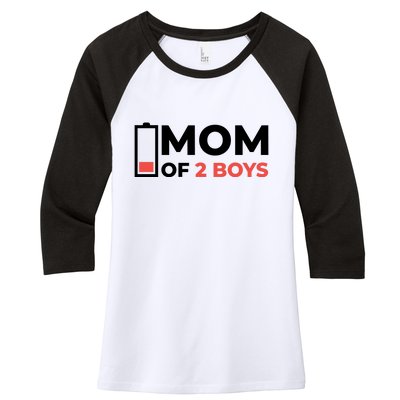 Mom Of 2 Boys Low Battery Women's Tri-Blend 3/4-Sleeve Raglan Shirt