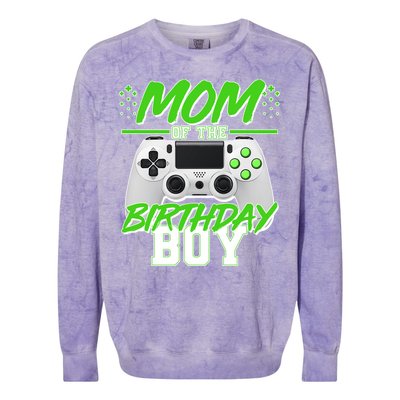 Mom Of Birthday Boy Video Gamer Colorblast Crewneck Sweatshirt