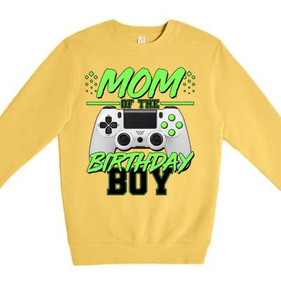 Mom Of Birthday Boy Video Gamer Premium Crewneck Sweatshirt