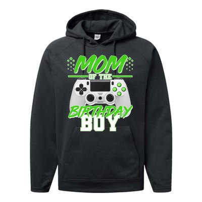 Mom Of Birthday Boy Video Gamer Performance Fleece Hoodie